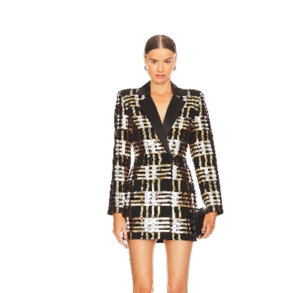 Lovers + Friends Black and Gold Sequin Blazer